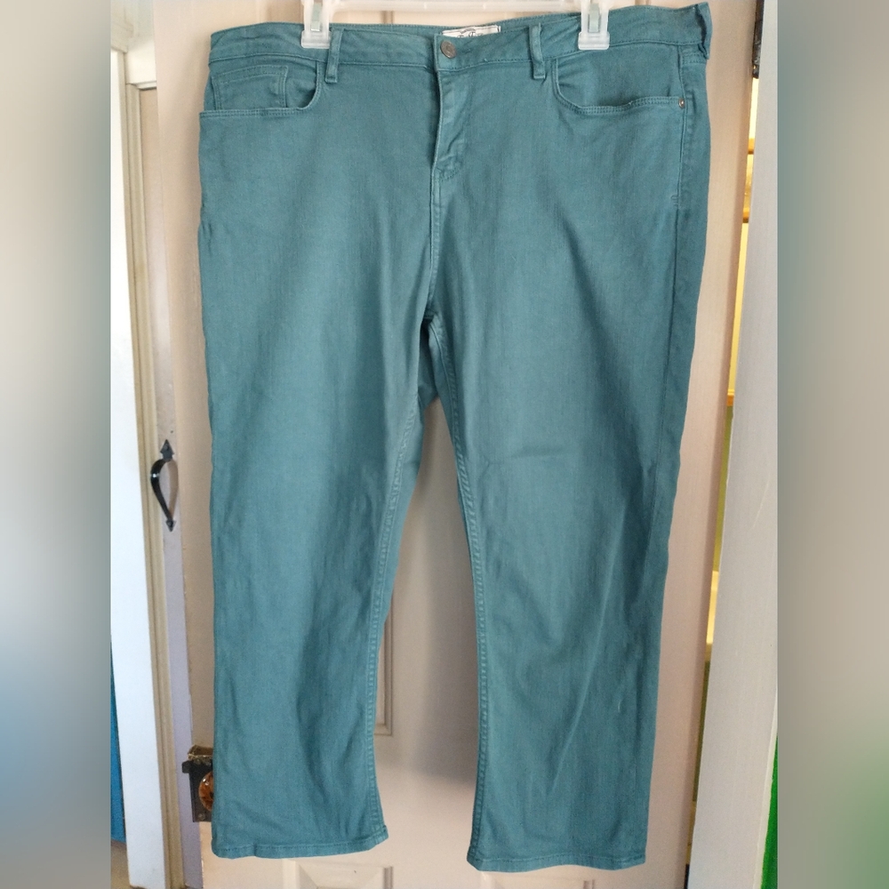 Fat Face Denim Cropped Jeans Size 12 deep green teal